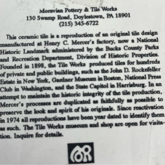 Monrovian Pottery & Tile works PA -vintage repro in green & cream-2pc - Picture 13 of 13